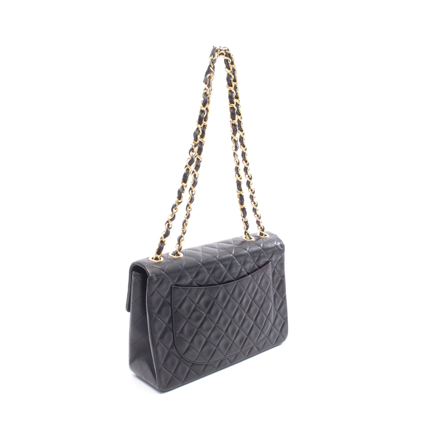 デカマトラッセ34 シングルフラップ Wチェーンショルダーバッグ ラムスキン ブラック ゴールド金具 シャネル バッグ CHANEL