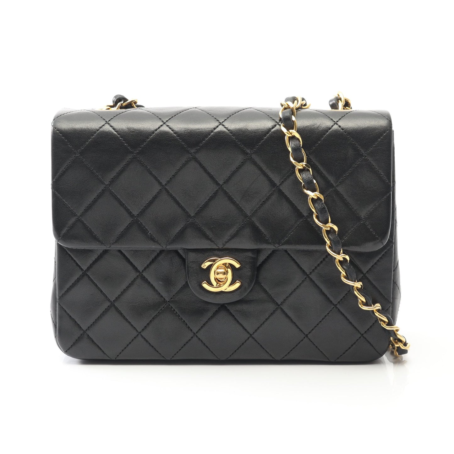 ミニマトラッセ20 チェーンショルダーバッグ ラムスキン ブラック ゴールド金具 ヴィンテージ シャネル バッグ CHANEL