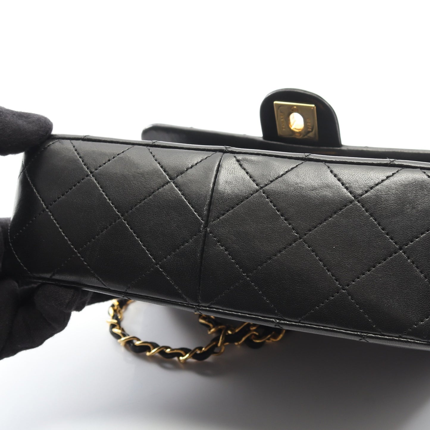 ミニマトラッセ20 チェーンショルダーバッグ ラムスキン ブラック ゴールド金具 ヴィンテージ シャネル バッグ CHANEL