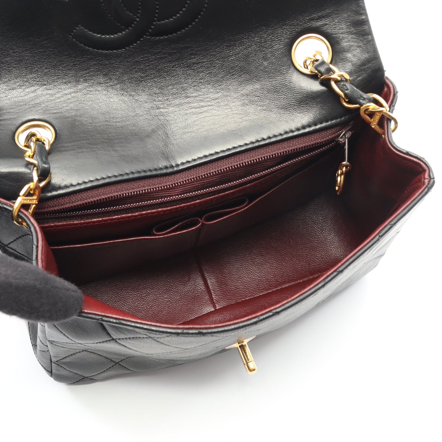 ミニマトラッセ20 チェーンショルダーバッグ ラムスキン ブラック ゴールド金具 ヴィンテージ シャネル バッグ CHANEL
