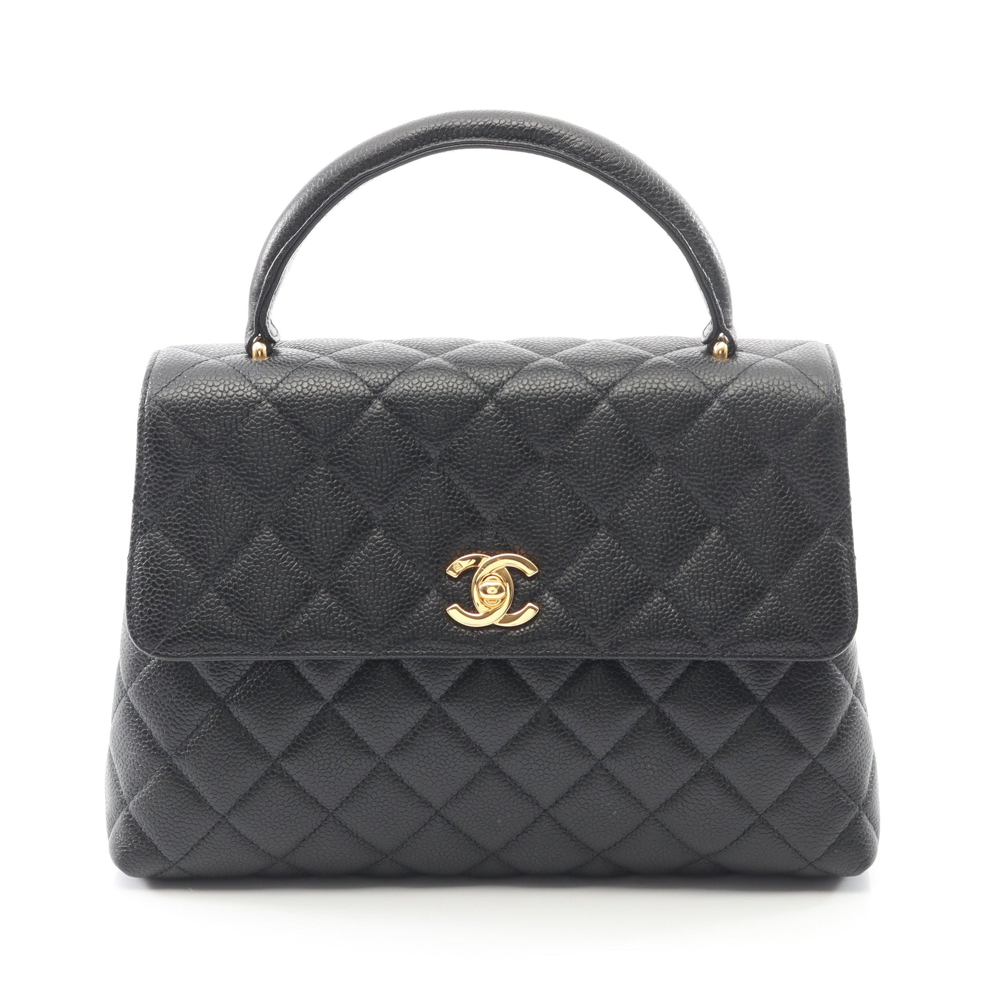 マトラッセ ハンドバッグ キャビアスキン ブラック ゴールド金具 シャネル バッグ CHANEL
