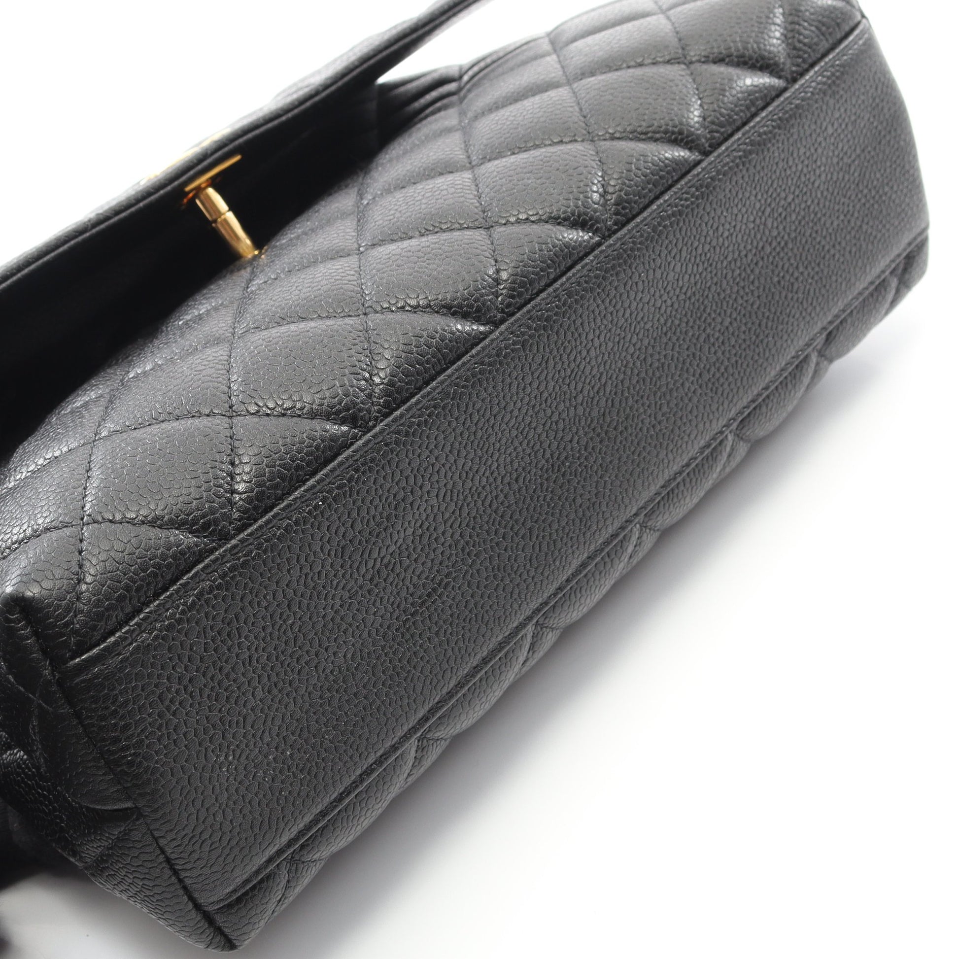 マトラッセ ハンドバッグ キャビアスキン ブラック ゴールド金具 シャネル バッグ CHANEL