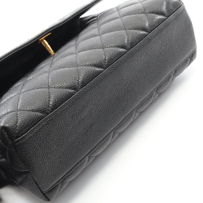 マトラッセ ハンドバッグ キャビアスキン ブラック ゴールド金具 シャネル バッグ CHANEL