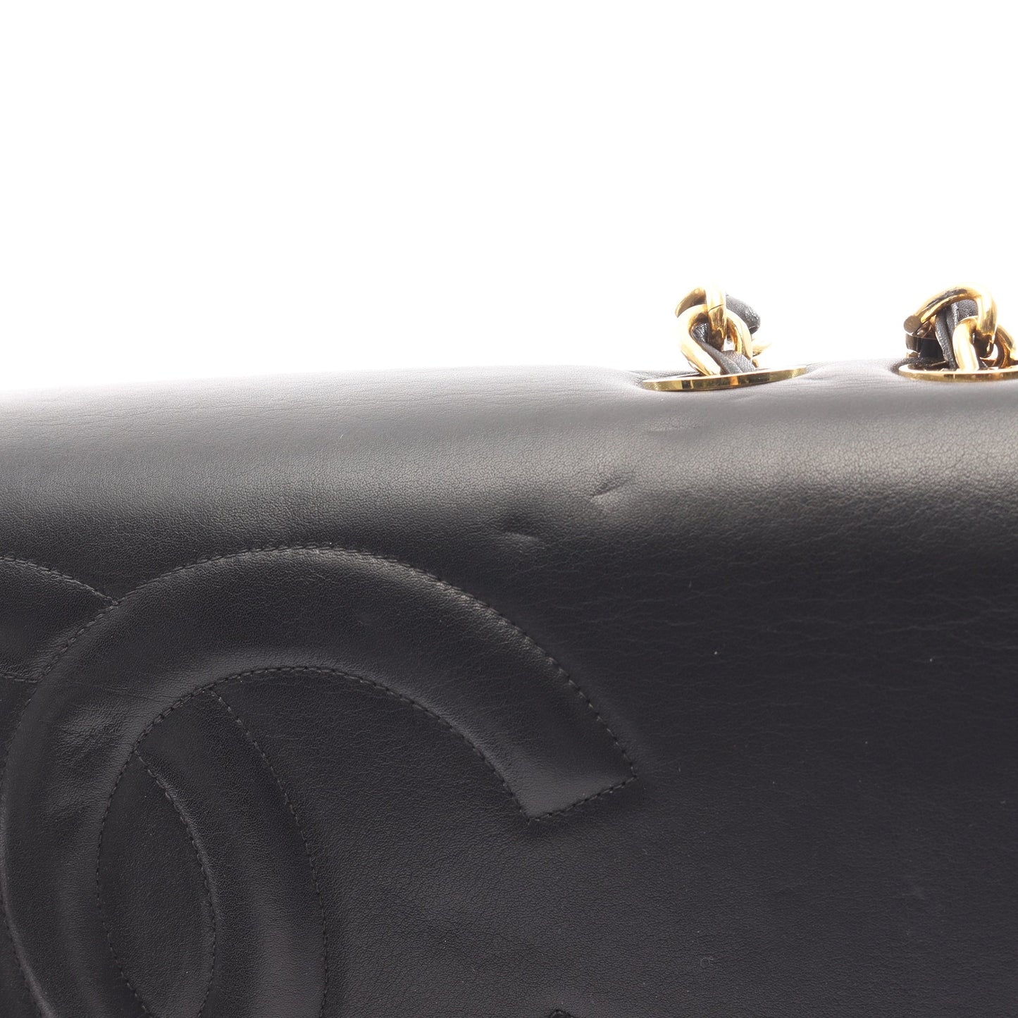 マトラッセ デカココマーク Wチェーンショルダーバッグ ラムスキン ブラック ゴールド金具 シャネル バッグ CHANEL