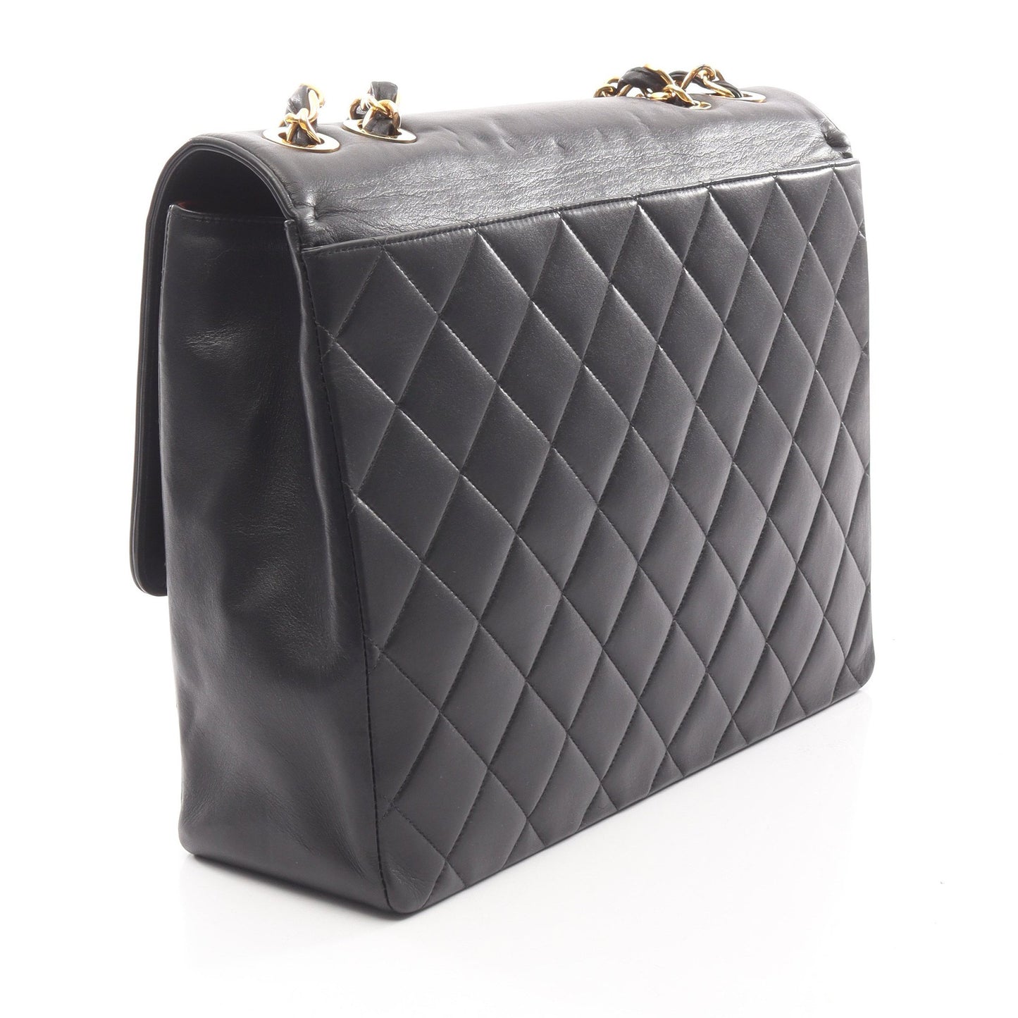 マトラッセ デカココマーク Wチェーンショルダーバッグ ラムスキン ブラック ゴールド金具 シャネル バッグ CHANEL