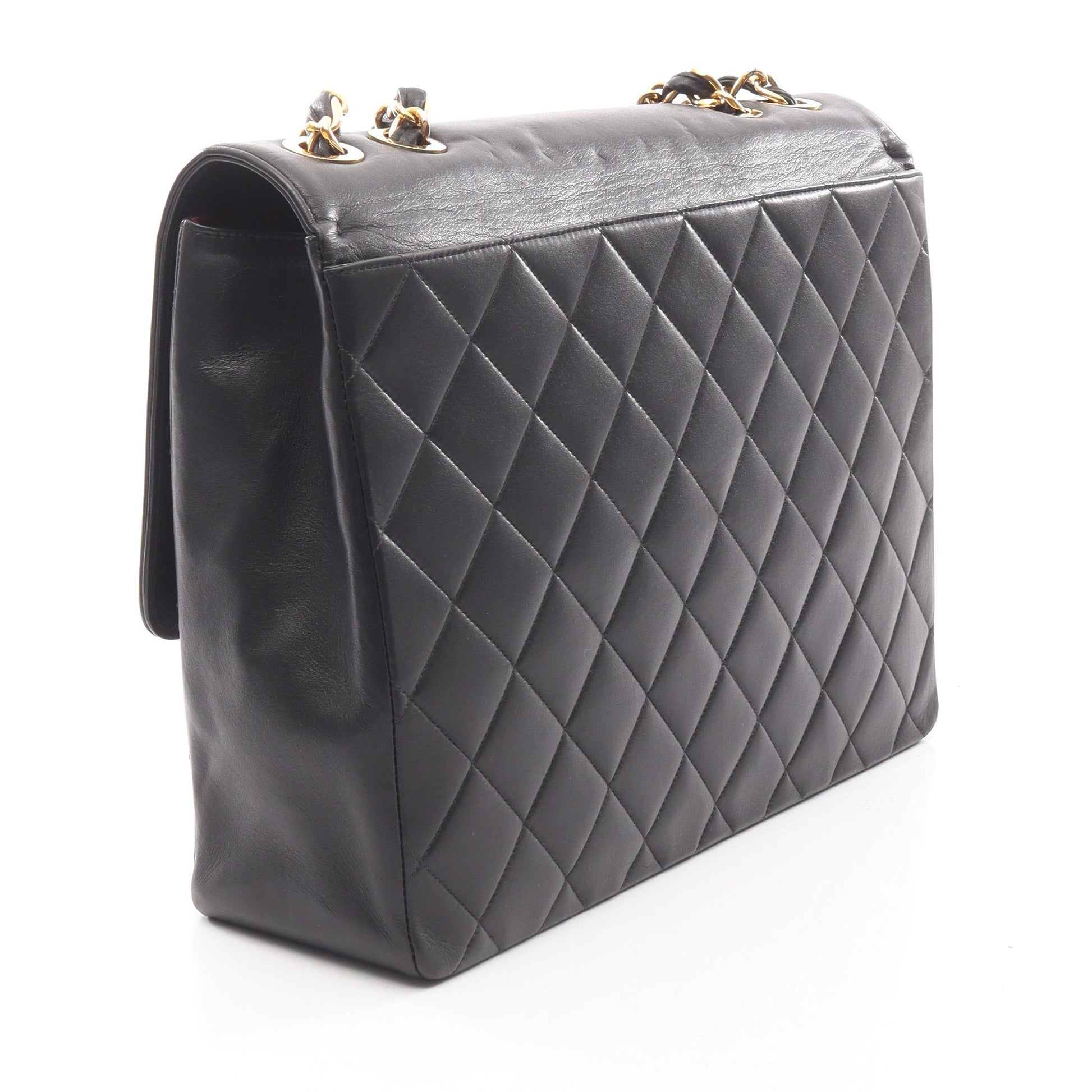 マトラッセ デカココマーク Wチェーンショルダーバッグ ラムスキン ブラック ゴールド金具 シャネル バッグ CHANEL