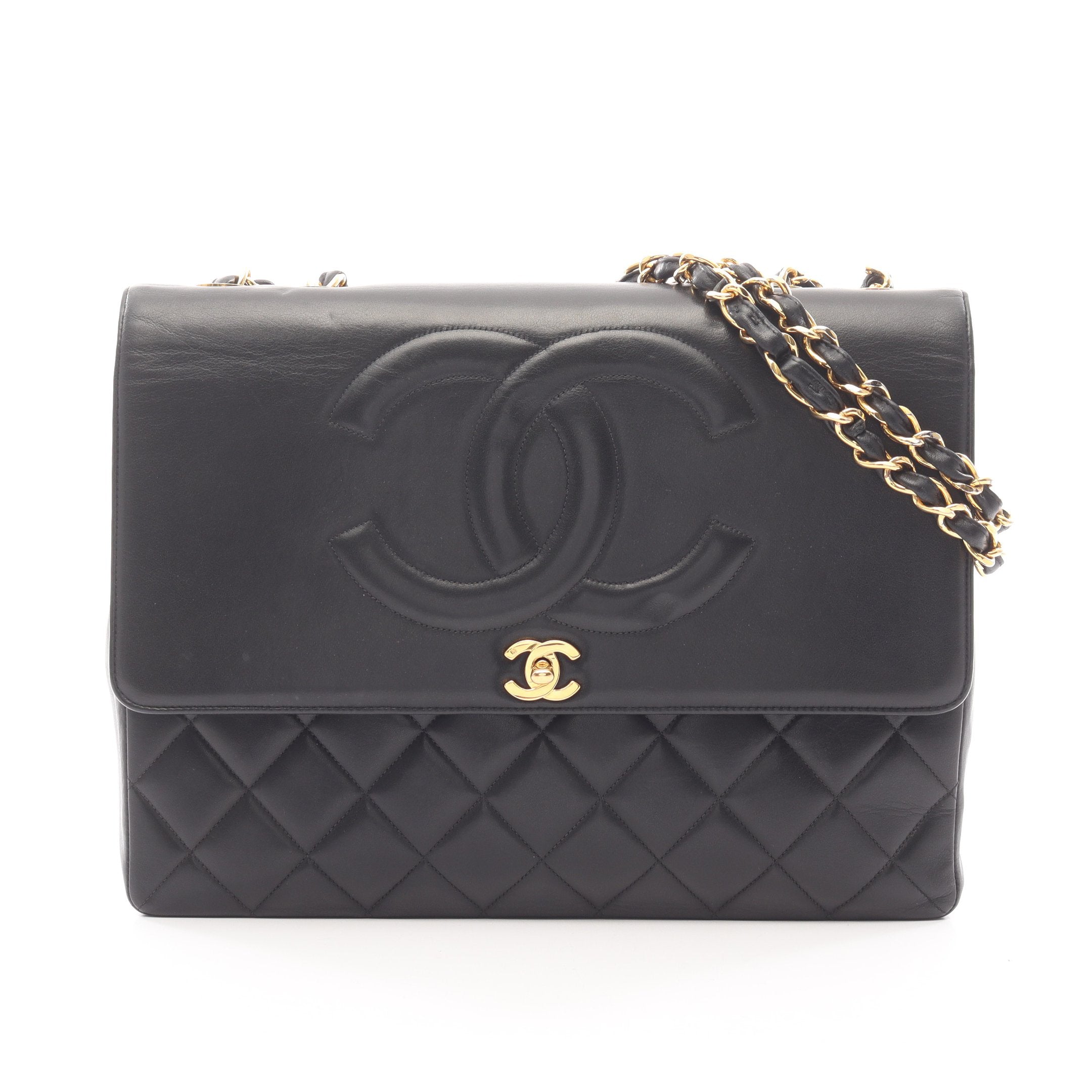 CHANEL シャネル ココマーク ラムスキン チェーンショルダーバッグ ブラック レディース CHANEL（シャネル） マトラッセ ココマーク プッシュロック チェーン
