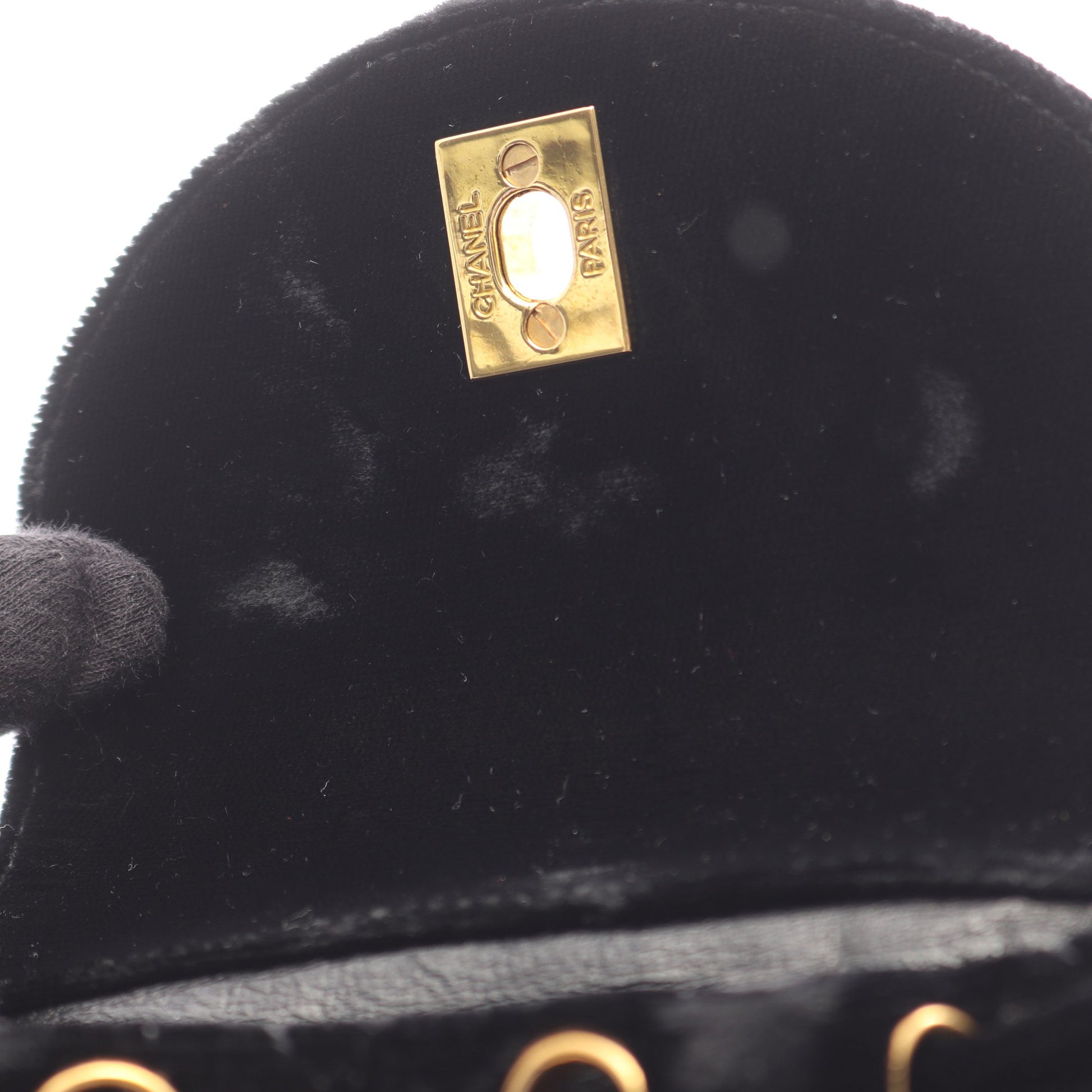 マトラッセ バックパック リュックサック ベロア ブラック ゴールド金具 シャネル バッグ CHANEL