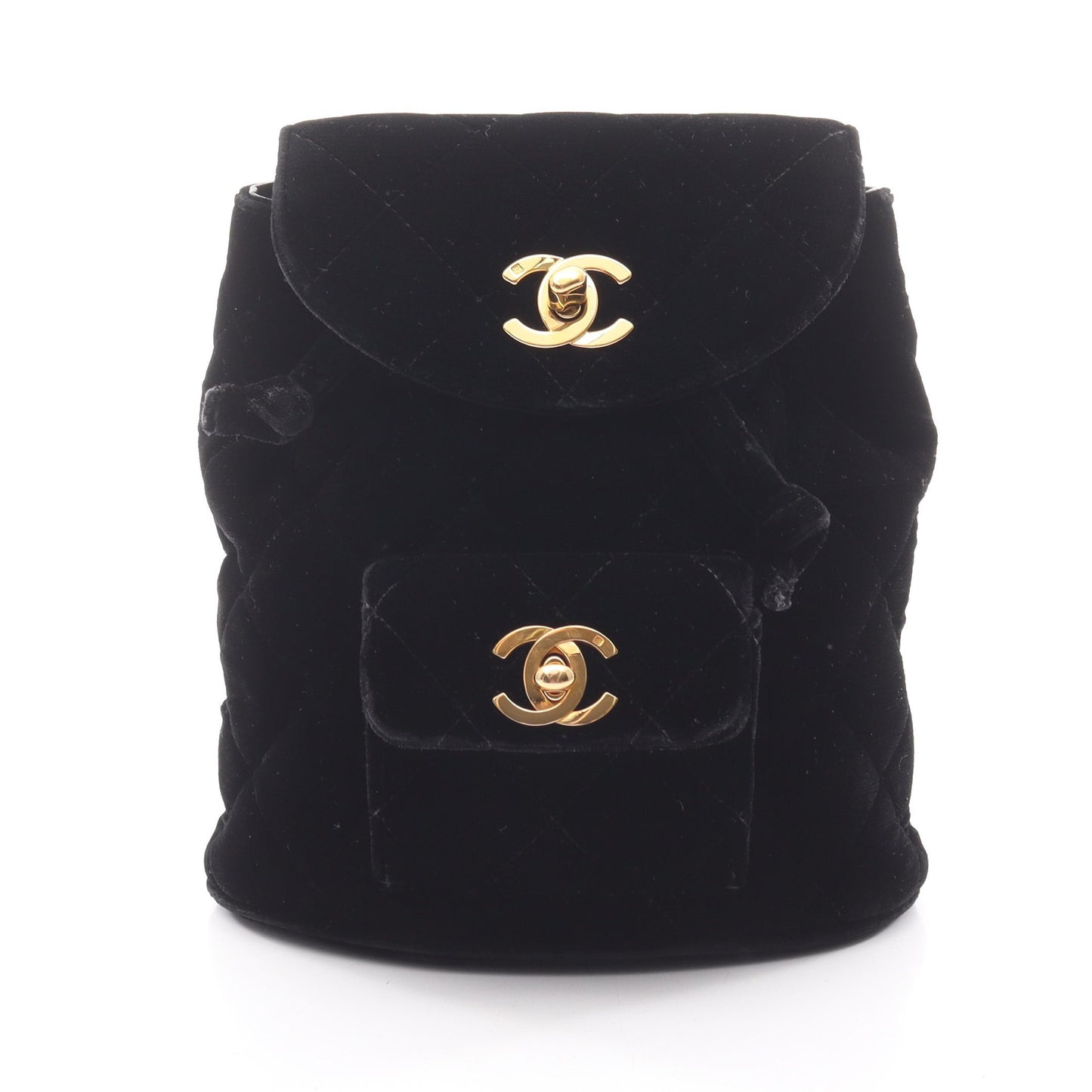 マトラッセ バックパック リュックサック ベロア ブラック ゴールド金具 シャネル バッグ CHANEL