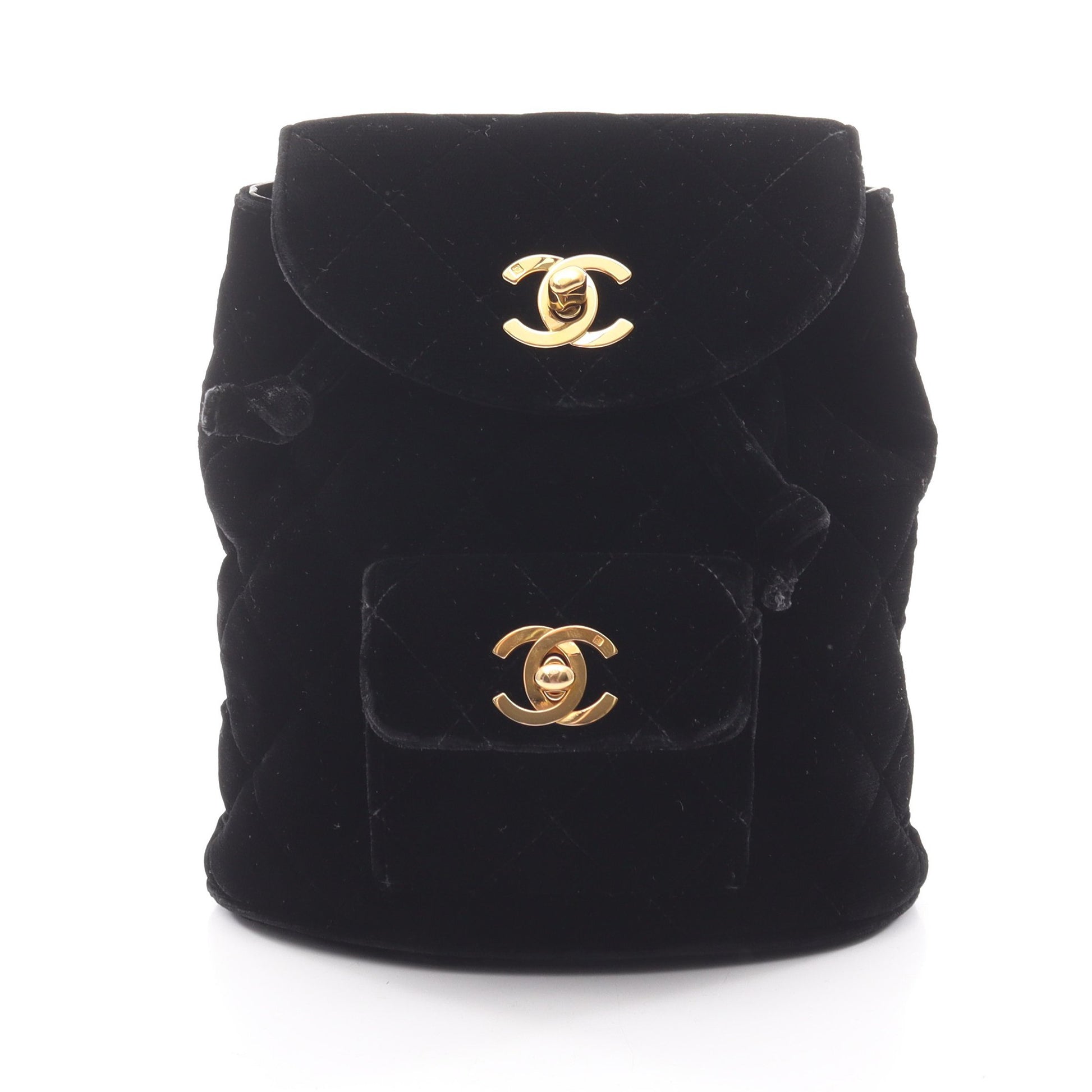マトラッセ バックパック リュックサック ベロア ブラック ゴールド金具 シャネル バッグ CHANEL