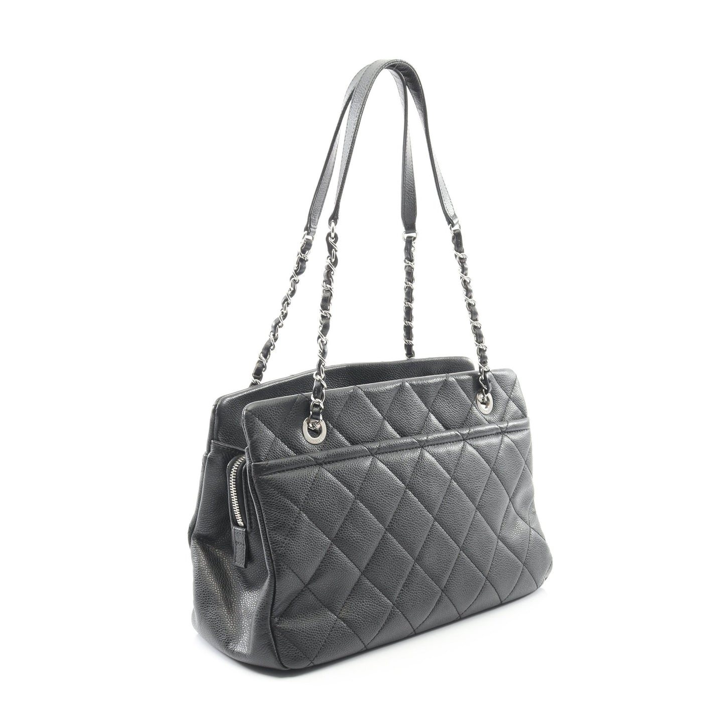 マトラッセ チェーンショルダーバッグ チェーントートバッグ キャビアスキン ブラック シルバー金具 シャネル バッグ CHANEL