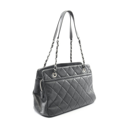 マトラッセ チェーンショルダーバッグ チェーントートバッグ キャビアスキン ブラック シルバー金具 シャネル バッグ CHANEL