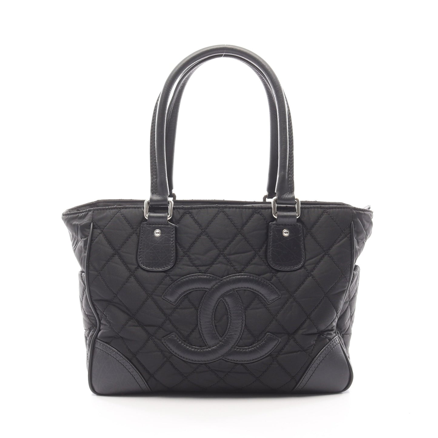 パリニューヨークライン ハンドバッグ トートバッグ ナイロン レザー ブラック シルバー金具 シャネル バッグ CHANEL
