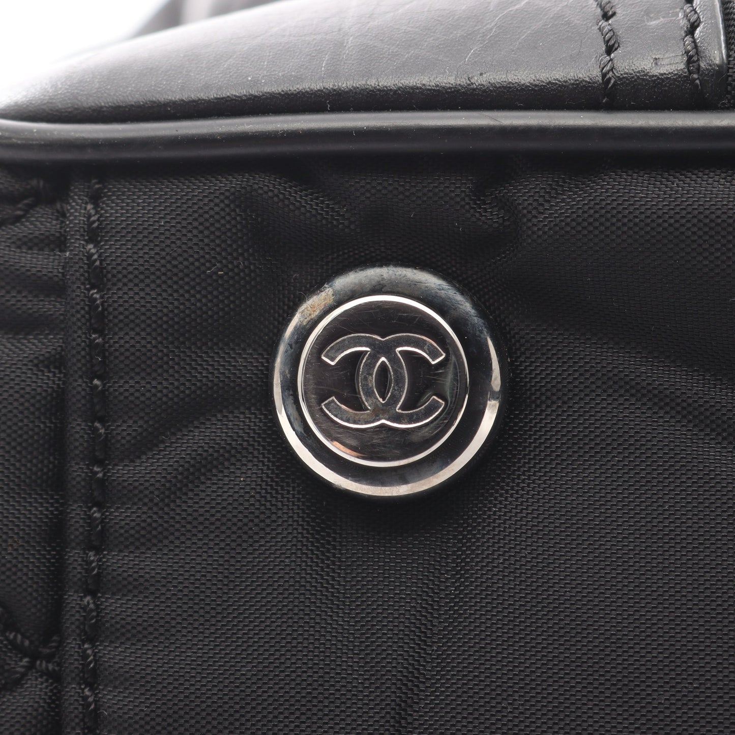 パリニューヨークライン ハンドバッグ トートバッグ ナイロン レザー ブラック シルバー金具 シャネル バッグ CHANEL