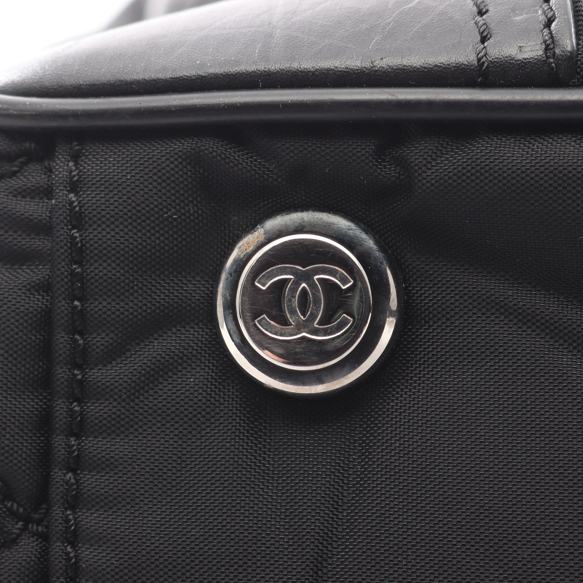 パリニューヨークライン ハンドバッグ トートバッグ ナイロン レザー ブラック シルバー金具 シャネル バッグ CHANEL