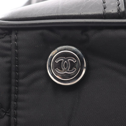 パリニューヨークライン ハンドバッグ トートバッグ ナイロン レザー ブラック シルバー金具 シャネル バッグ CHANEL