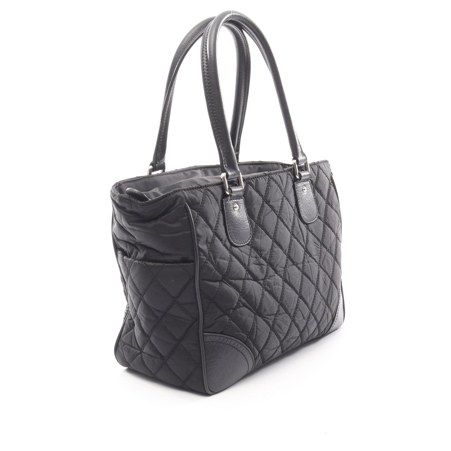 パリニューヨークライン ハンドバッグ トートバッグ ナイロン レザー ブラック シルバー金具 シャネル バッグ CHANEL