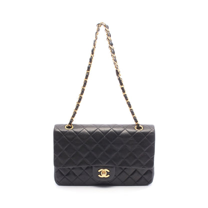 マトラッセ Wフラップ Wチェーンショルダーバッグ ラムスキン ブラック ゴールド金具 シャネル バッグ CHANEL