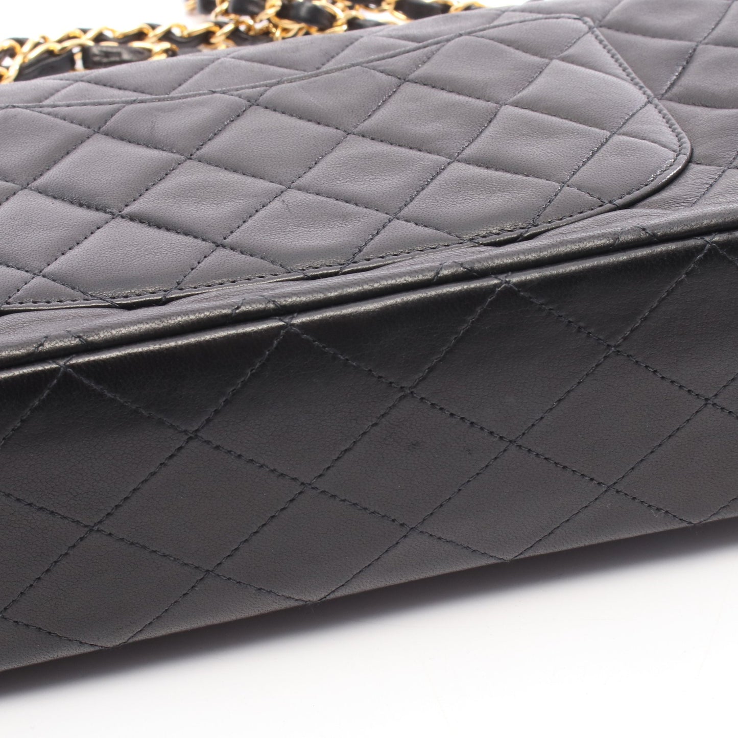 マトラッセ Wフラップ Wチェーンショルダーバッグ ラムスキン ブラック ゴールド金具 シャネル バッグ CHANEL