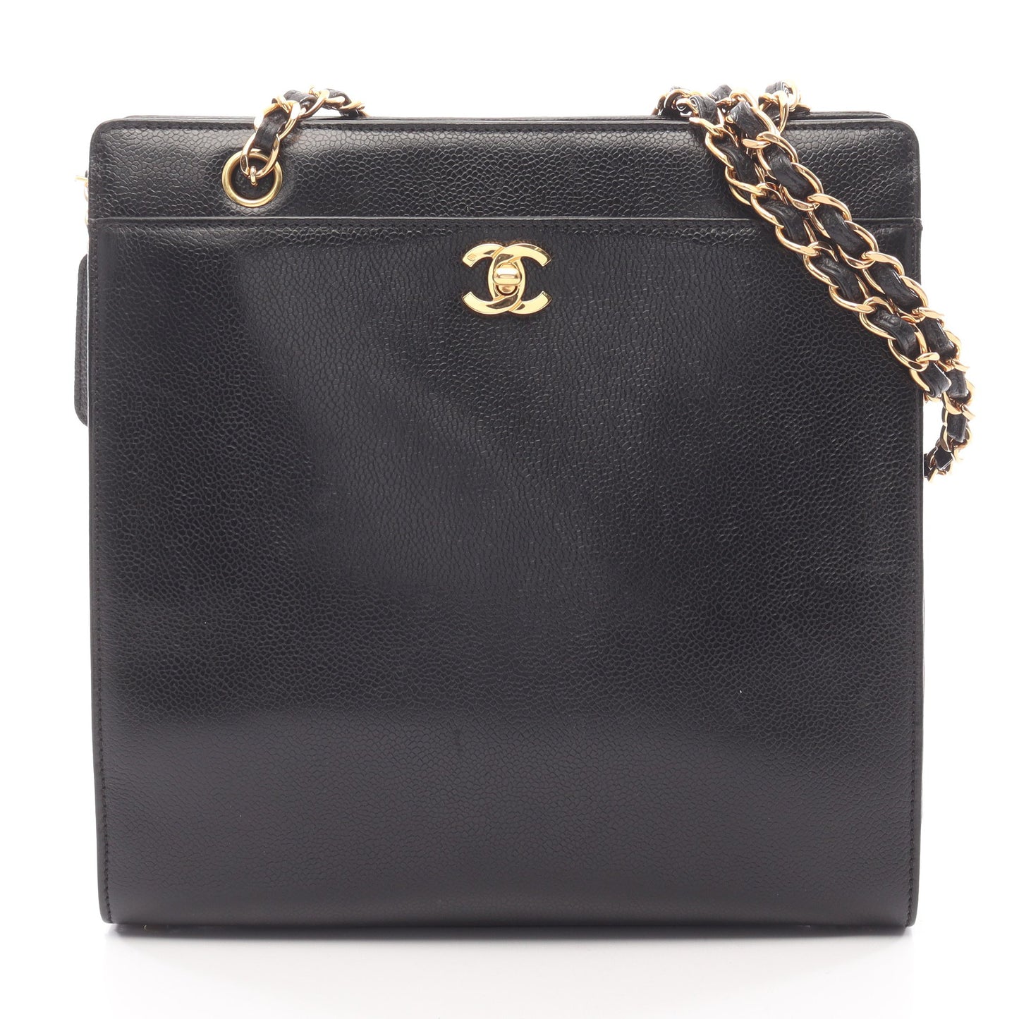ココマーク ショルダーバッグ トートバッグ ターンロック キャビアスキン ブラック ゴールド金具 シャネル バッグ CHANEL