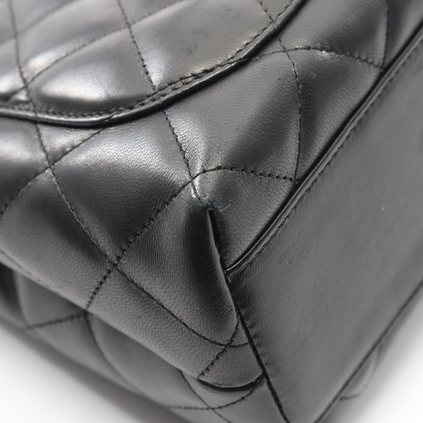 マトラッセ トップハンドル ハンドバッグ ラムスキン ブラック シルバー金具 シャネル バッグ CHANEL