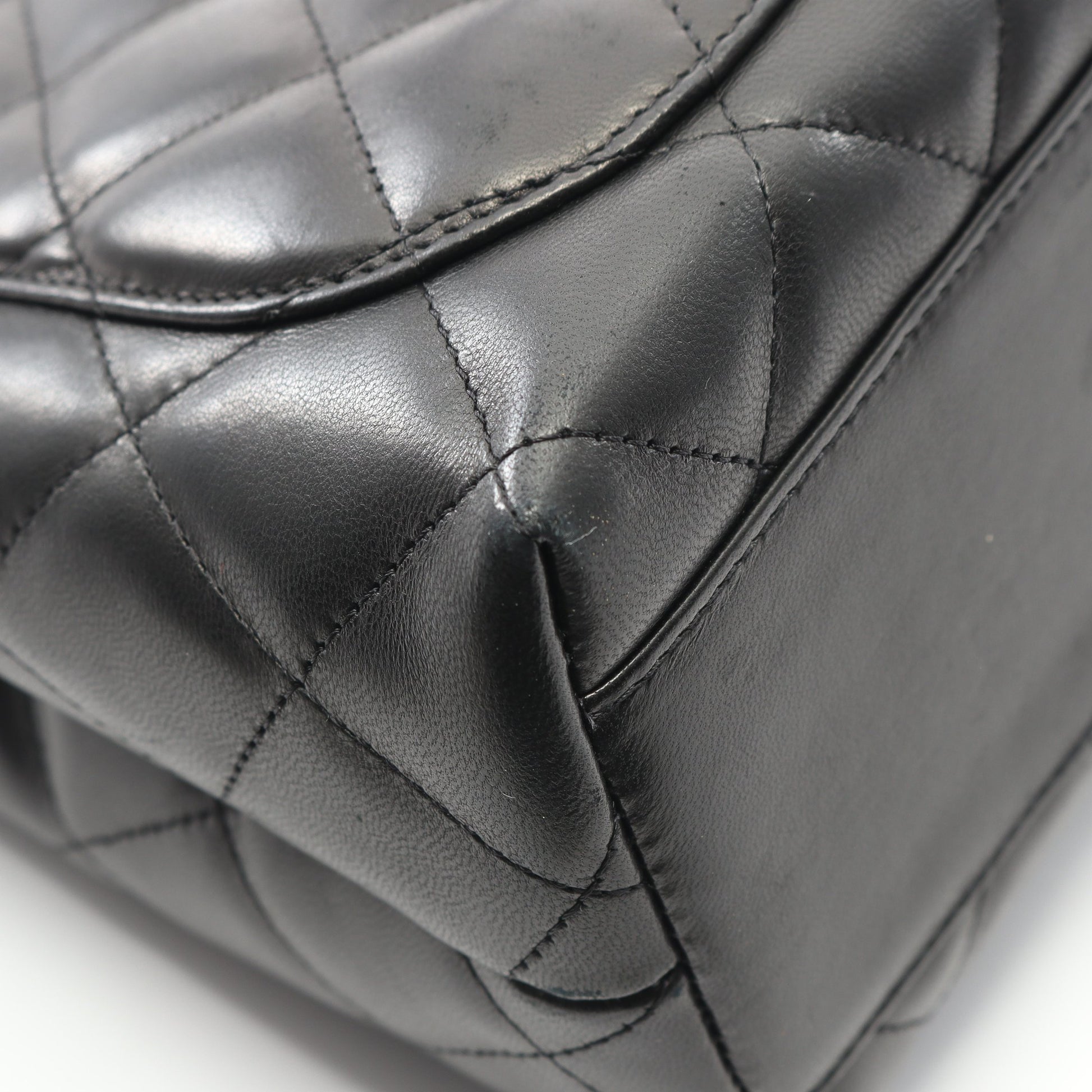 マトラッセ トップハンドル ハンドバッグ ラムスキン ブラック シルバー金具 シャネル バッグ CHANEL
