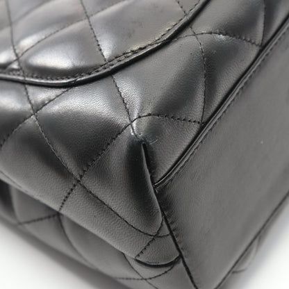 マトラッセ トップハンドル ハンドバッグ ラムスキン ブラック シルバー金具 シャネル バッグ CHANEL