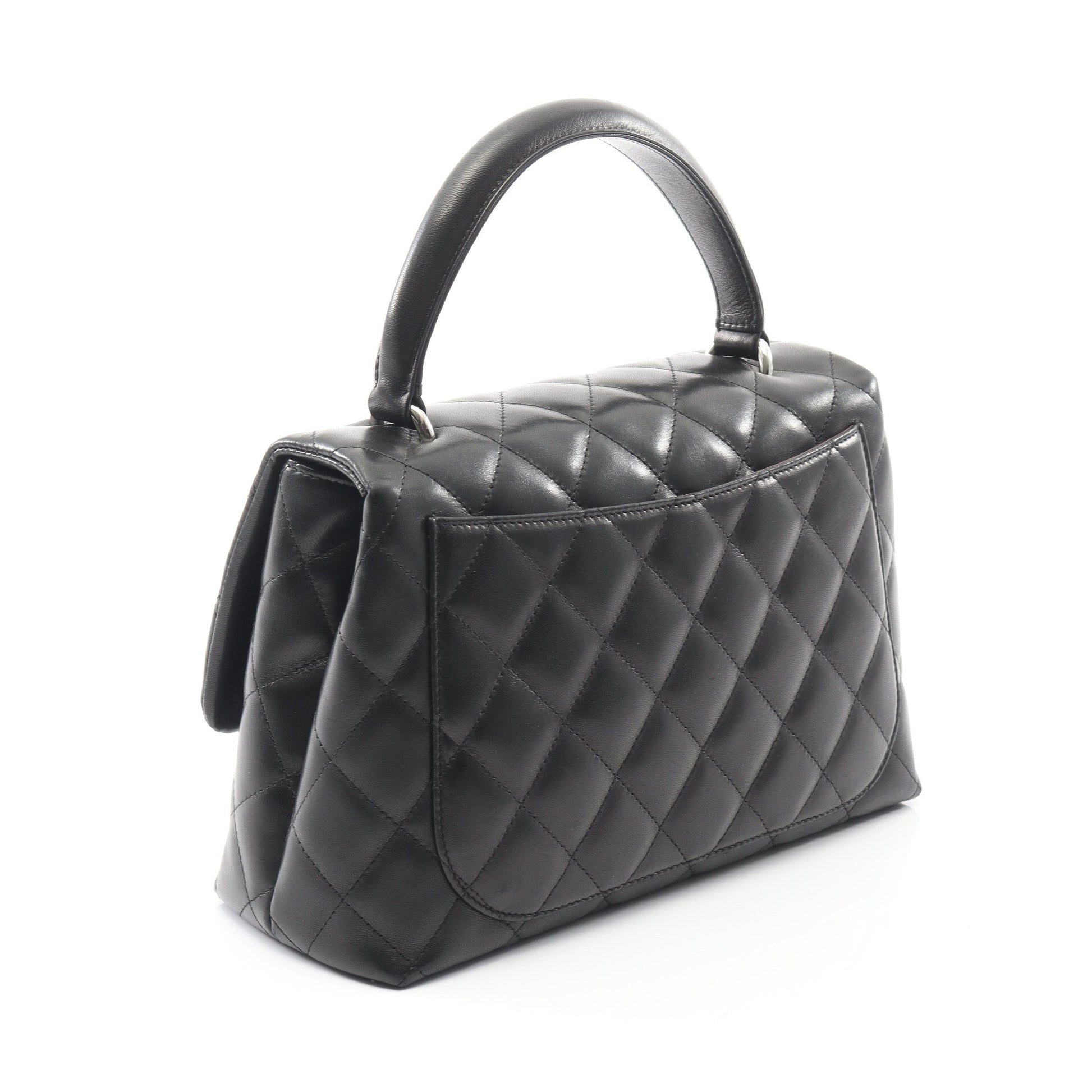 マトラッセ トップハンドル ハンドバッグ ラムスキン ブラック シルバー金具 シャネル バッグ CHANEL