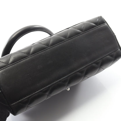 マトラッセ トップハンドル ハンドバッグ ラムスキン ブラック シルバー金具 シャネル バッグ CHANEL