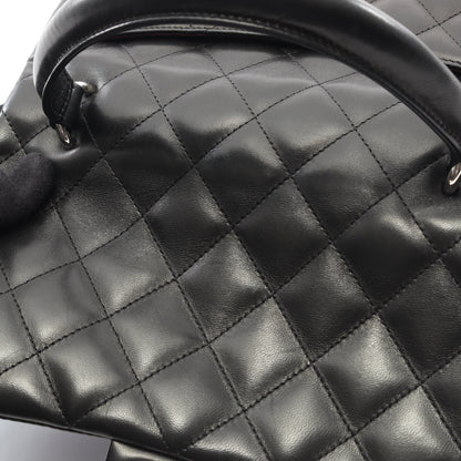 マトラッセ トップハンドル ハンドバッグ ラムスキン ブラック シルバー金具 シャネル バッグ CHANEL