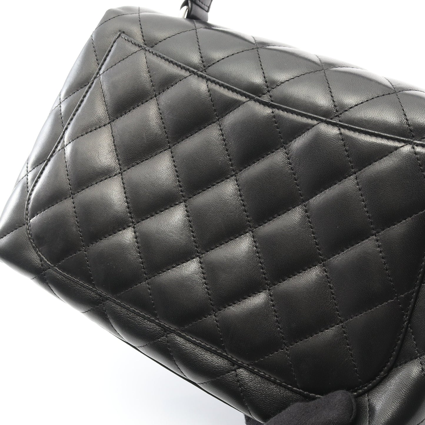 マトラッセ トップハンドル ハンドバッグ ラムスキン ブラック シルバー金具 シャネル バッグ CHANEL