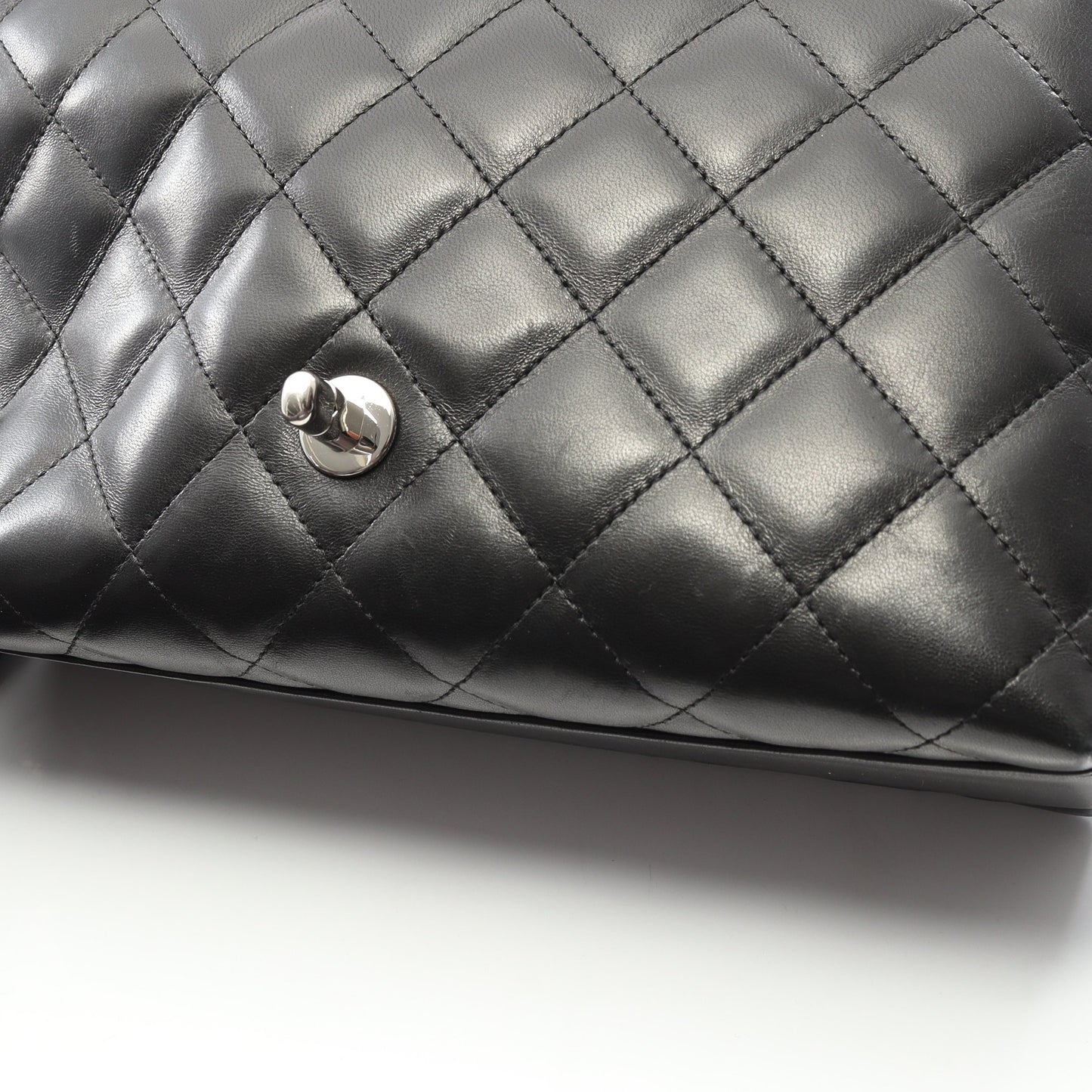 マトラッセ トップハンドル ハンドバッグ ラムスキン ブラック シルバー金具 シャネル バッグ CHANEL