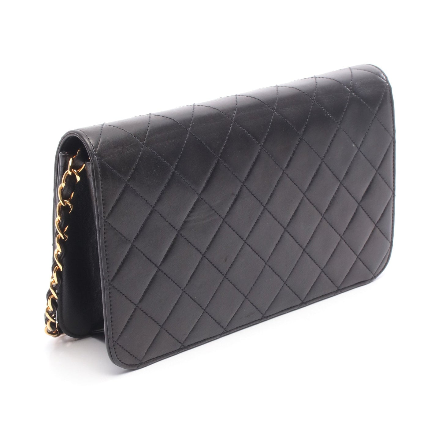 マトラッセ フルフラップ チェーンショルダーバッグ ラムスキン ブラック ゴールド金具 シャネル バッグ CHANEL