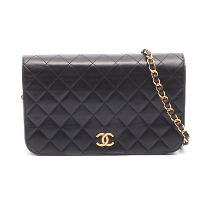 マトラッセ フルフラップ チェーンショルダーバッグ ラムスキン ブラック ゴールド金具 シャネル バッグ CHANEL