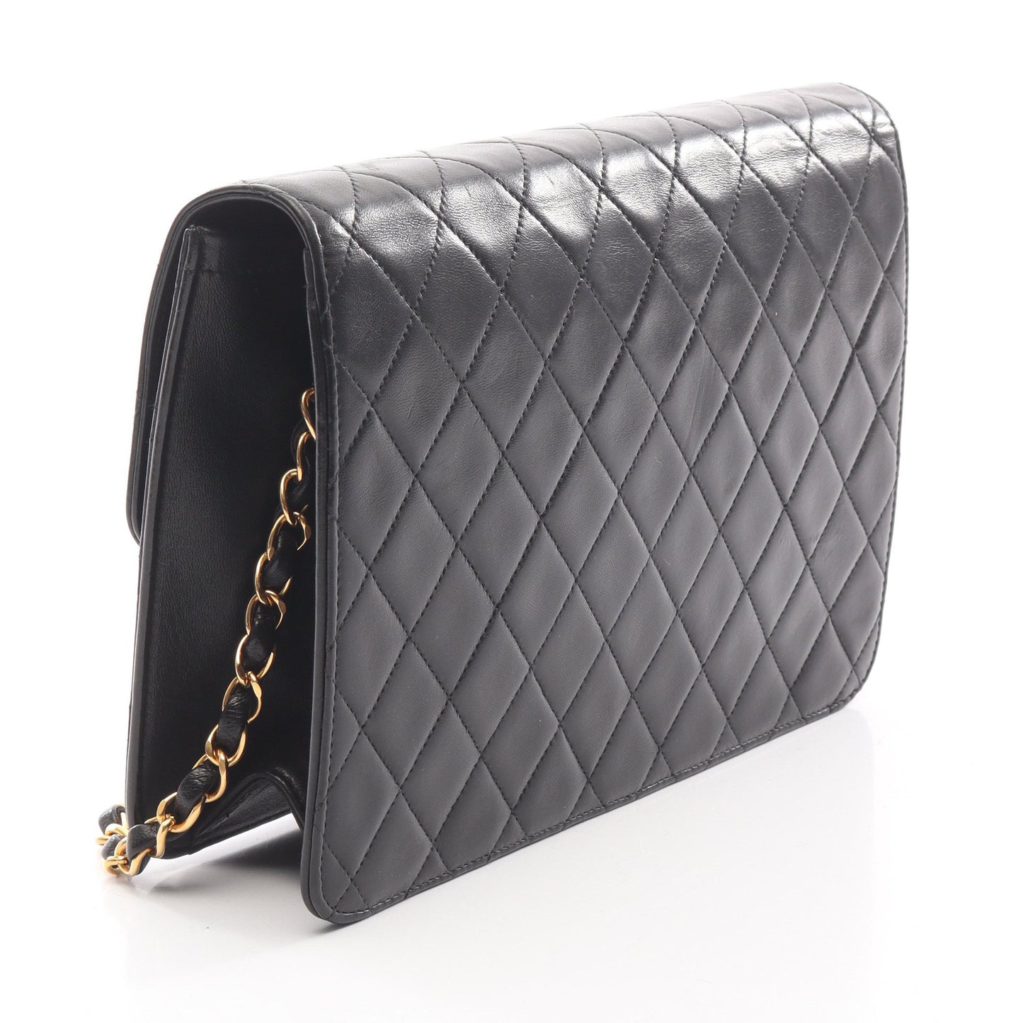 マトラッセ チェーンショルダーバッグ ラムスキン ブラック ゴールド金具 シャネル バッグ CHANEL