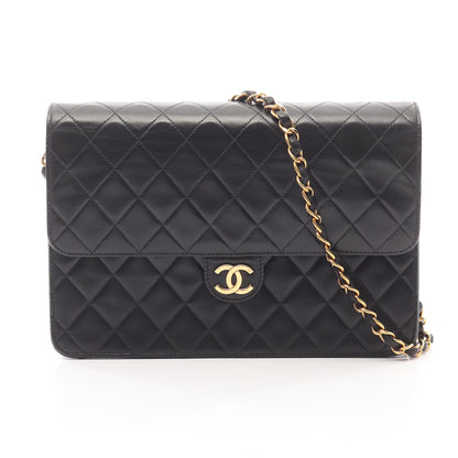 マトラッセ チェーンショルダーバッグ ラムスキン ブラック ゴールド金具 シャネル バッグ CHANEL