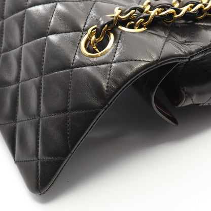 マトラッセ Wフラップ Wチェーンショルダーバッグ ラムスキン ブラック ゴールド金具 シャネル バッグ CHANEL