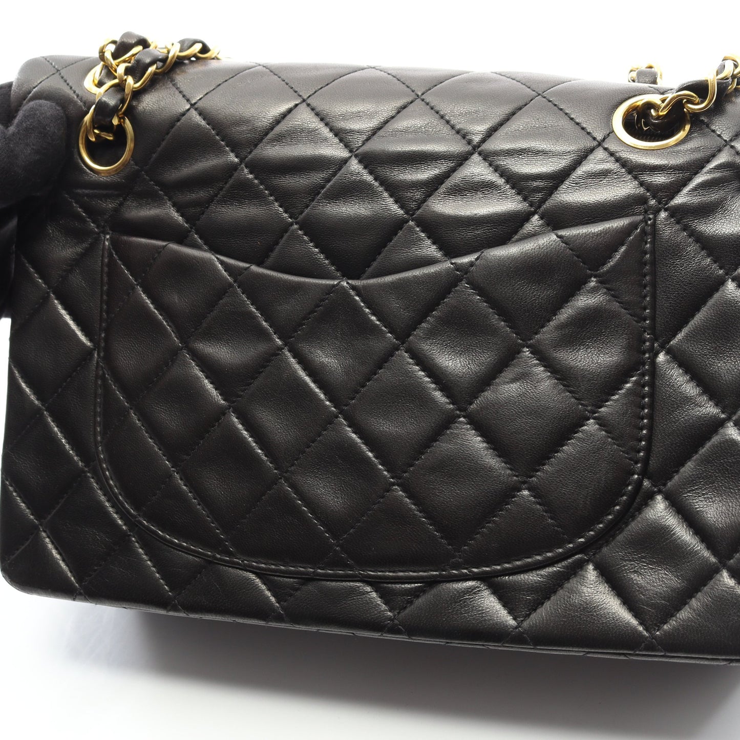 マトラッセ Wフラップ Wチェーンショルダーバッグ ラムスキン ブラック ゴールド金具 シャネル バッグ CHANEL