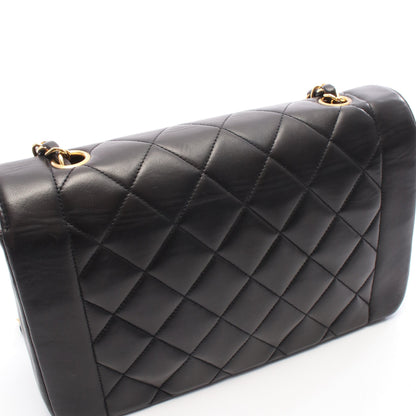 マトラッセ ダイアナフラップ チェーンショルダーバッグ ラムスキン ブラック ゴールド金具 シャネル バッグ CHANEL