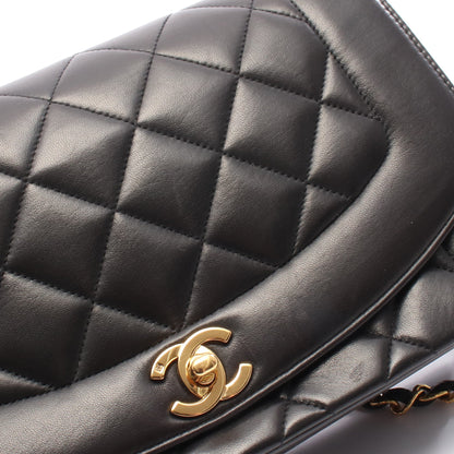 マトラッセ ダイアナフラップ チェーンショルダーバッグ ラムスキン ブラック ゴールド金具 シャネル バッグ CHANEL