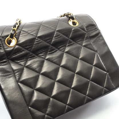 マトラッセ ダイアナフラップ チェーンショルダーバッグ ラムスキン ブラック ゴールド金具 シャネル バッグ CHANEL