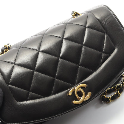 マトラッセ ダイアナフラップ チェーンショルダーバッグ ラムスキン ブラック ゴールド金具 シャネル バッグ CHANEL