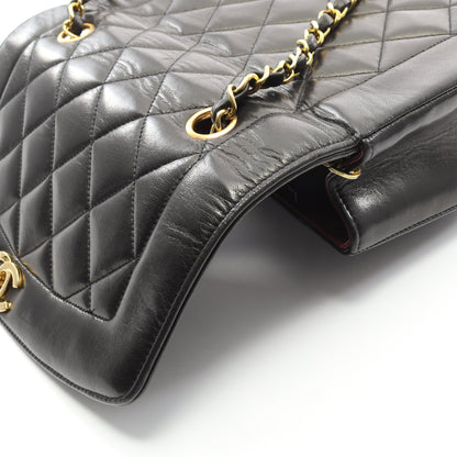 マトラッセ ダイアナフラップ チェーンショルダーバッグ ラムスキン ブラック ゴールド金具 シャネル バッグ CHANEL