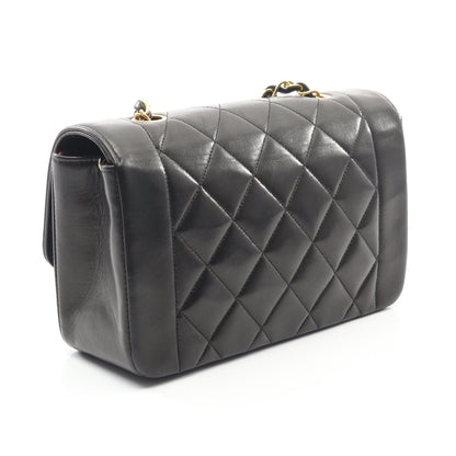 マトラッセ ダイアナフラップ チェーンショルダーバッグ ラムスキン ブラック ゴールド金具 シャネル バッグ CHANEL