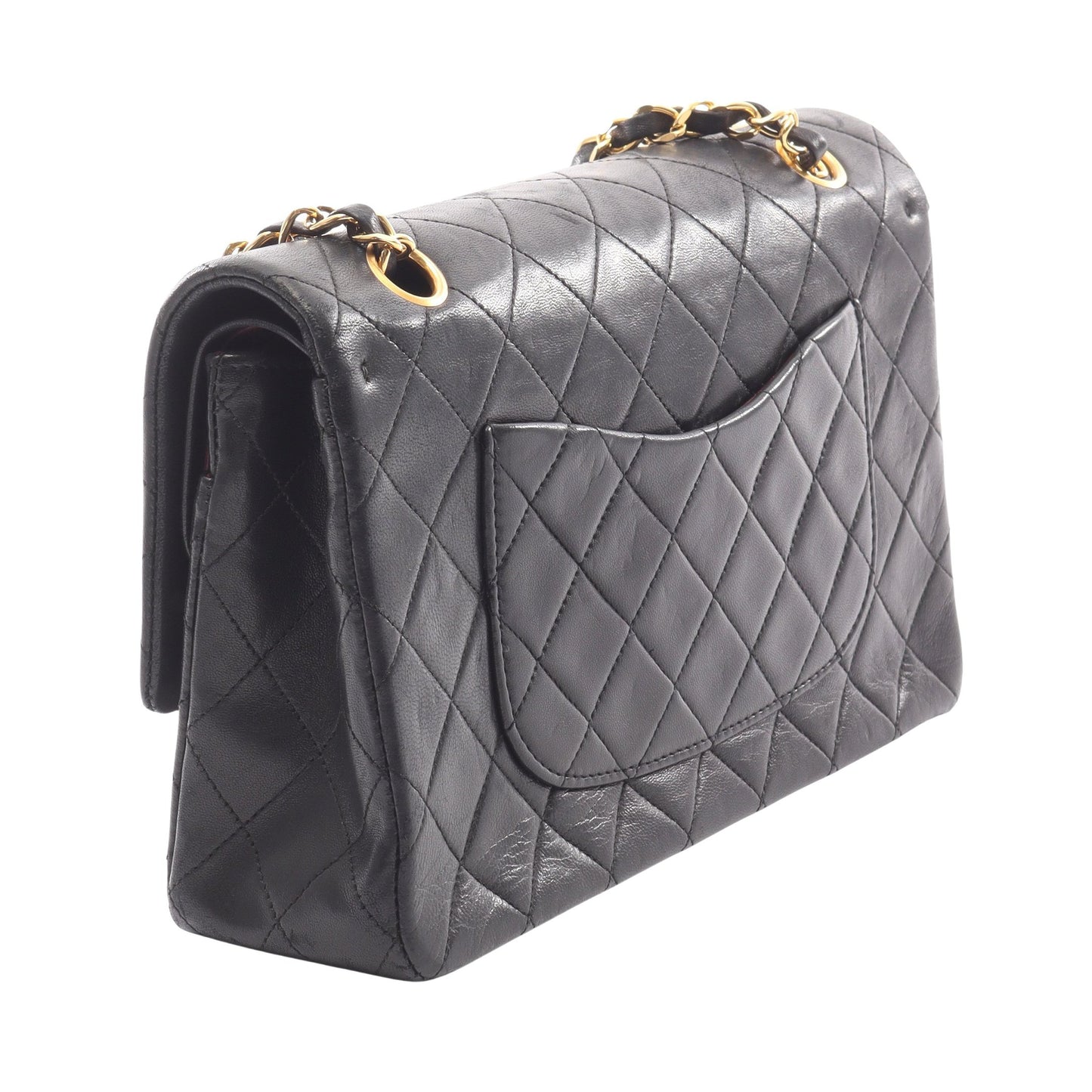 マトラッセ Wフラップ Wチェーンショルダーバッグ ラムスキン ブラック ゴールド金具 シャネル バッグ CHANEL