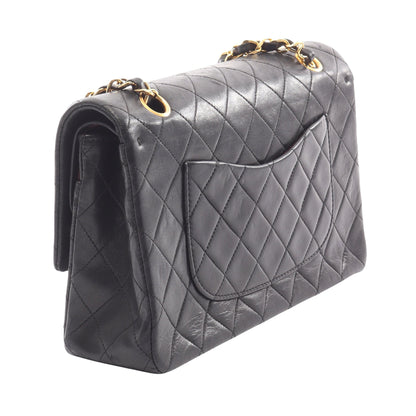 マトラッセ Wフラップ Wチェーンショルダーバッグ ラムスキン ブラック ゴールド金具 シャネル バッグ CHANEL