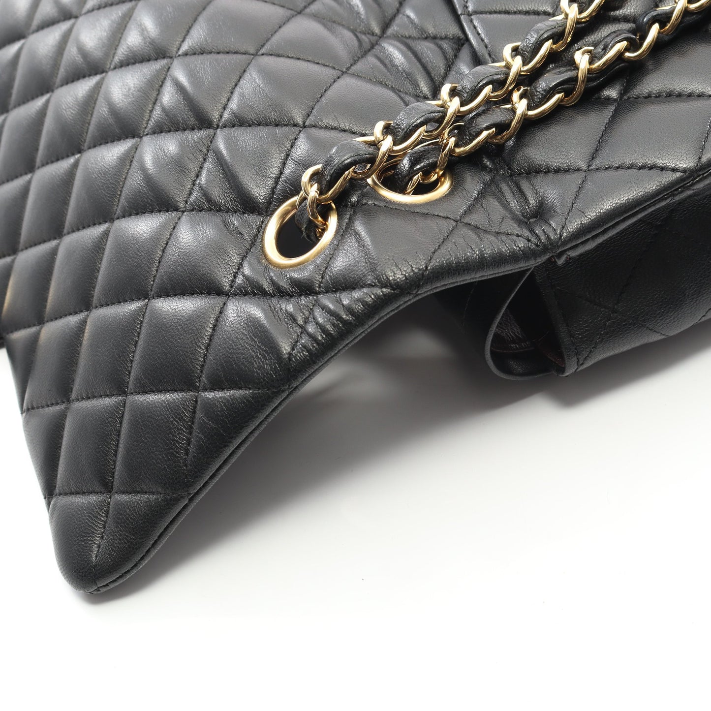 マトラッセ Wフラップ Wチェーンショルダーバッグ ラムスキン ブラック ゴールド金具 シャネル バッグ CHANEL