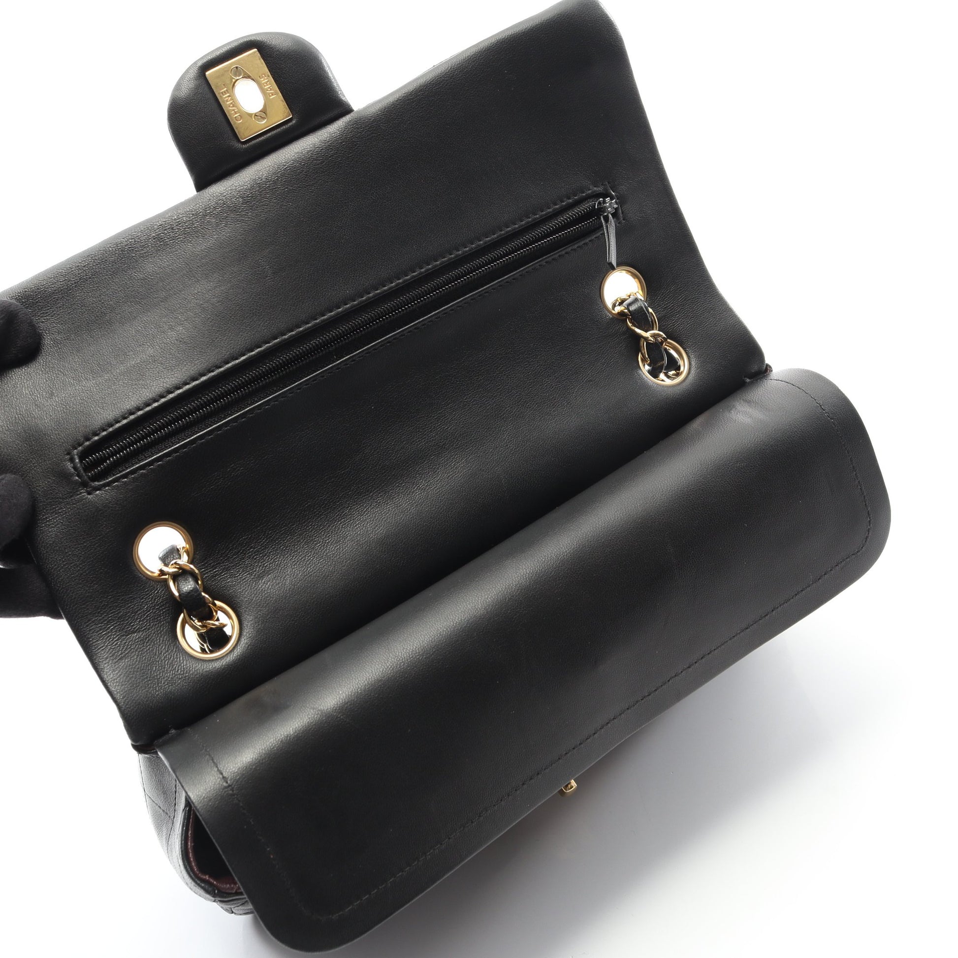 マトラッセ Wフラップ Wチェーンショルダーバッグ ラムスキン ブラック ゴールド金具 シャネル バッグ CHANEL