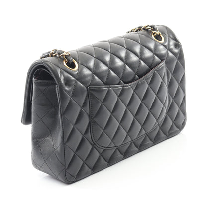 マトラッセ Wフラップ Wチェーンショルダーバッグ ラムスキン ブラック ゴールド金具 シャネル バッグ CHANEL