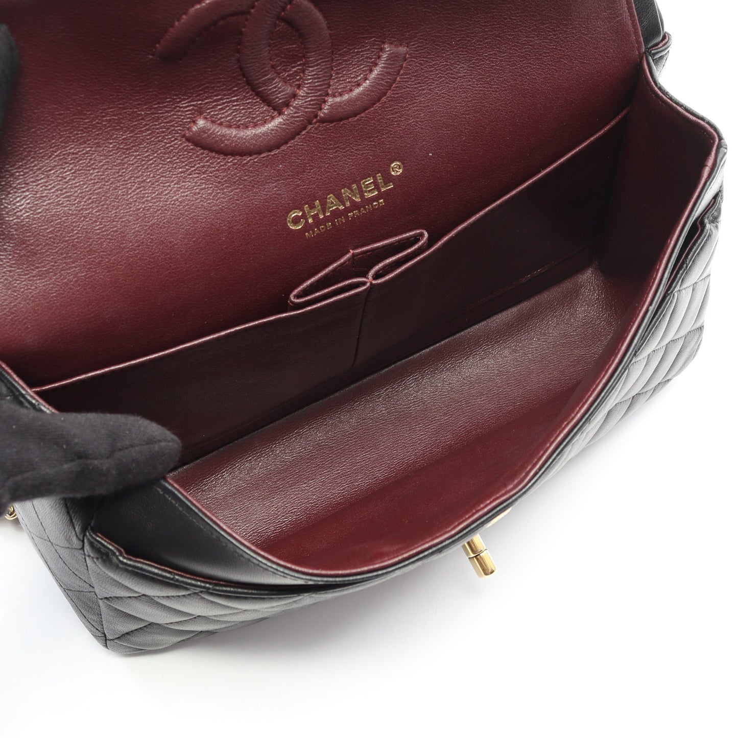 マトラッセ Wフラップ Wチェーンショルダーバッグ ラムスキン ブラック ゴールド金具 シャネル バッグ CHANEL